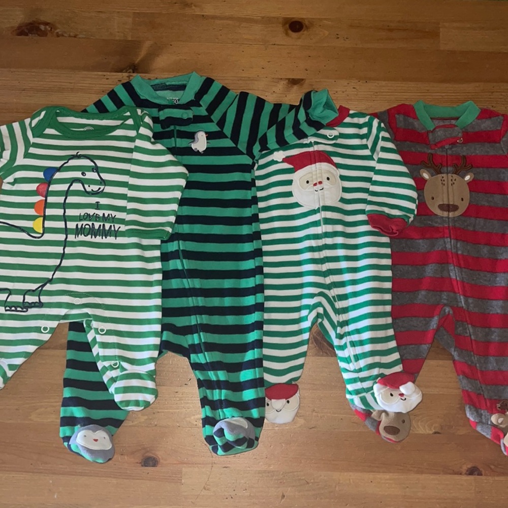 4 Newborn Christmas Onesie’s